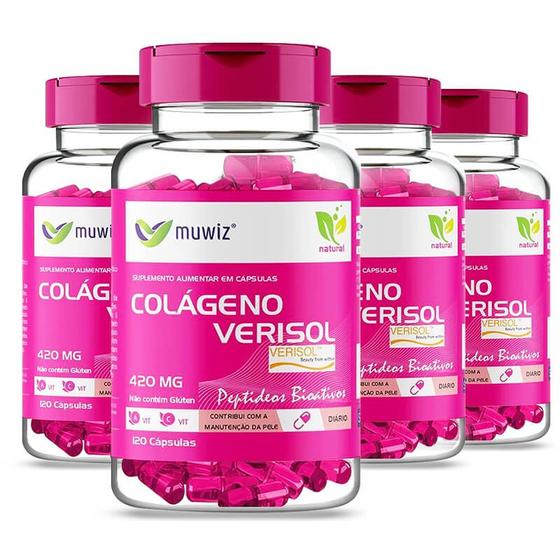 Imagem de KIT 4 COLÁGENO VERISOL + VITAMINAS 120 Cápsulas 420mg MUWIZ