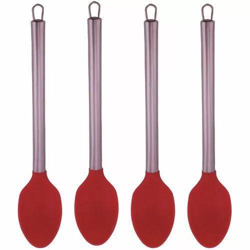 Kit 4 Colheres Silicone Cabo Inox 33,3 cm Vermelha Arroz Farofa Molhos Menor preço em Kit 4 Colheres Silicone Cabo Inox 33,3 cm Vermelha Arroz Farofa Molhos