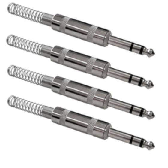 Imagem de Kit 4 Conector Plug P10 Stereo C/ Mola Fenolite CSPL22 CS500