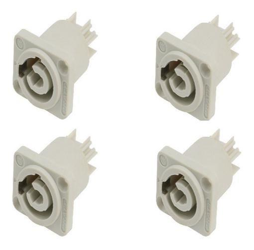 Imagem de Kit 4 Conector Powercon Out 3 Vias Femea Painel Branco Pratt