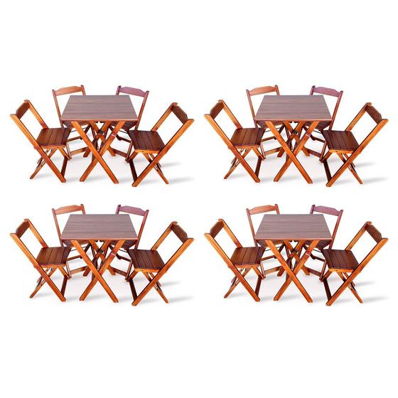 Imagem de Kit 4 Conjunto com Jogo de Mesa 60x60 com 4 Cadeiras Dobráveis - Imbúia