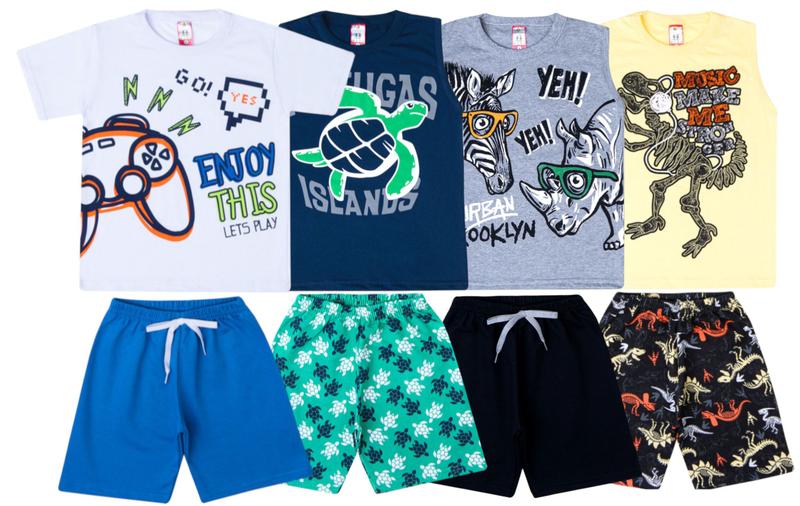 Imagem de Kit 4 Conjunto Infantil Masculino Roupa de Verão Menino