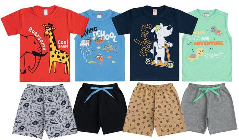 Imagem de Kit 4 Conjunto Infantil Menino Verão Roupas Juvenil 1 Ao 16