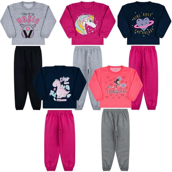 Imagem de Kit 4 Conjunto Inverno Moletom Infantil Roupa De Frio Menina