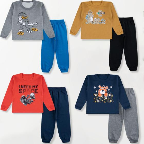 Imagem de Kit 4 Conjunto Moletom Infantil Inverno Roupa De Frio Menina Menino