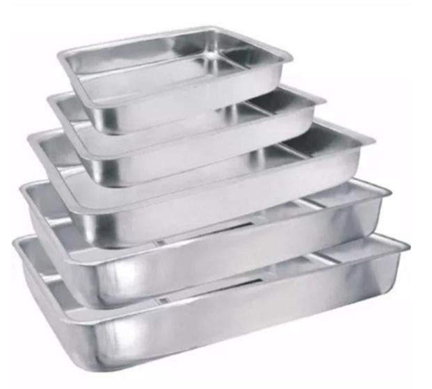 Imagem de Kit 4 Conjuntos - Assadeira Retangular 5 Pçs Em Aluminio