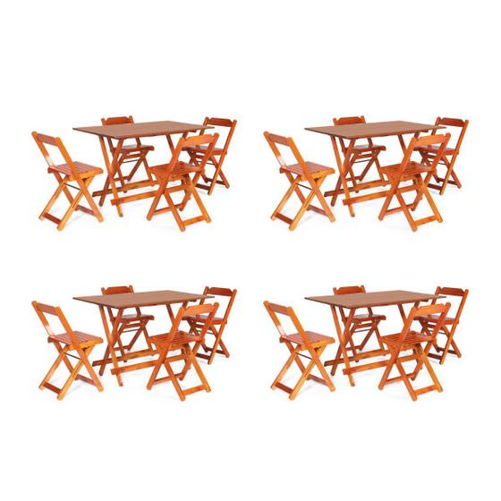 Imagem de Kit 4 Conjuntos Dobrável  120 x 70 com 4 Cadeiras Mel -  Móveis Britz