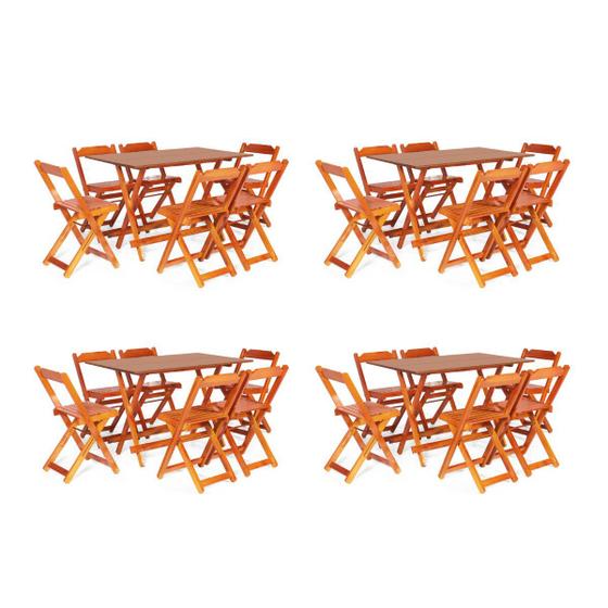 Imagem de Kit 4 Conjuntos Dobrável 120 x 70 com 6 Cadeiras Mel -  Móveis Britz
