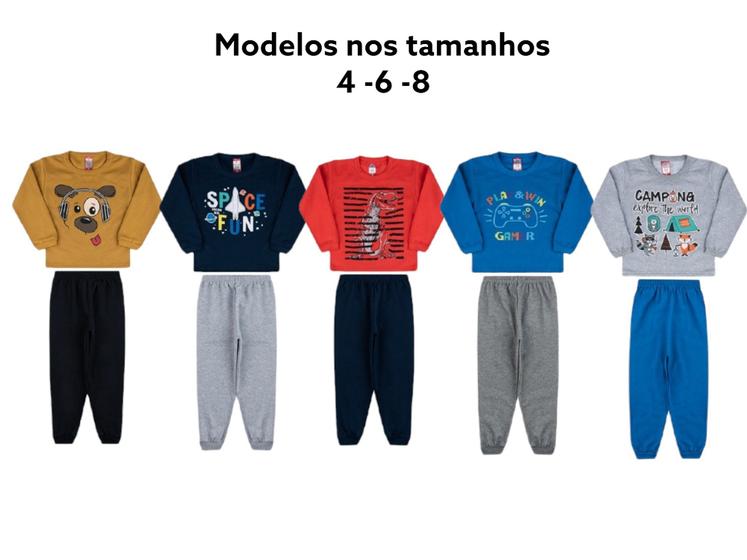 Imagem de Kit 4 Conjuntos Moletom Infantil Masculino Inverno