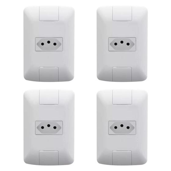 Imagem de Kit 4 Conjuntos Tomada Simples 10A 4x2 Aria Tramontina