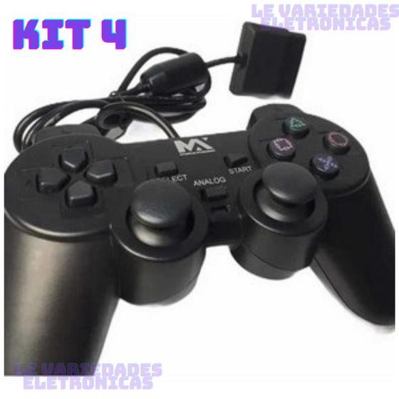 Imagem de Kit 4 Controle para PlayStation 2 (Saquinho) MAX-PP20 - Maxmídia