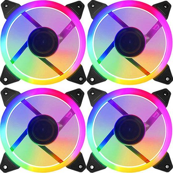 Kit 4 Cooler Fan 120mm Led Rgb Gabinete Pc Ventoinha Gamer Menor preço em Kit 4 Cooler Fan 120mm Led Rgb Gabinete Pc Ventoinha Gamer
