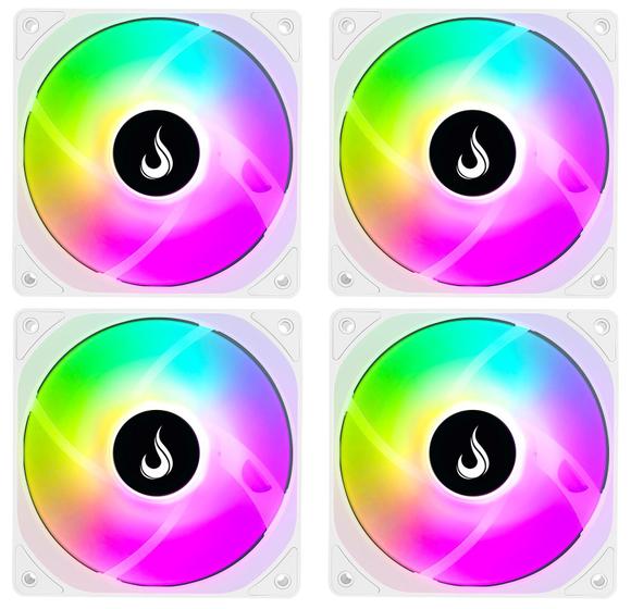 Kit 4 Cooler Fan Branco ARGB 5V 3pin Rise Mode RM-MB-02-5V Menor preço em Kit 4 Cooler Fan Branco ARGB 5V 3pin Rise Mode RM-MB-02-5V