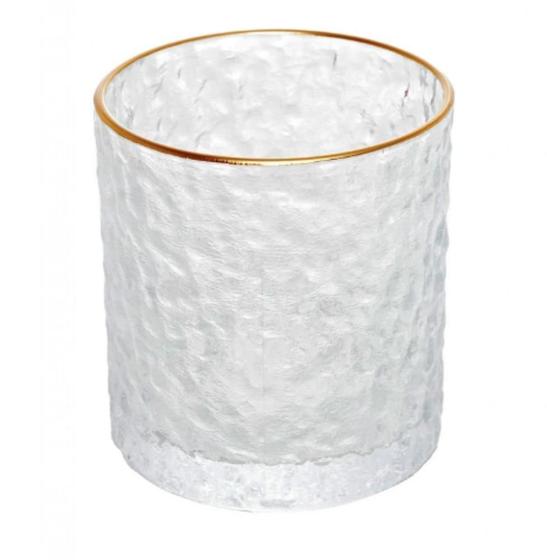Imagem de Kit 4 Copo Whisky Cristal Borda Dourada 340 Ml - Lyor
