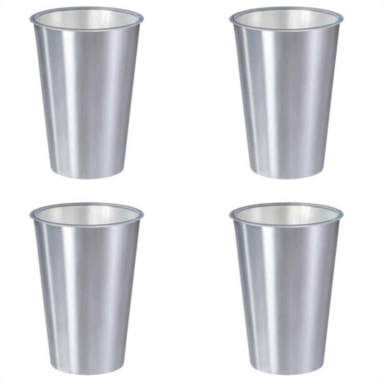 Imagem de Kit 4 Copos 500 Ml Label Inox 14X8,5Cm Leve Prático Multiuso