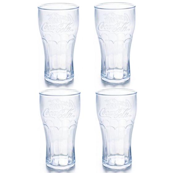 Imagem de Kit 4 Copos Coca-Cola 530ml Transparente Premium Plasútil