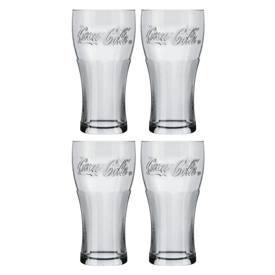 Imagem de Kit 4 Copos Coca Cola Transparente 470ml Nadir
