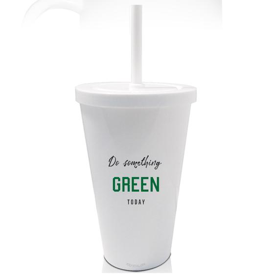 Imagem de Kit 4 Copos Com Tampa E Canudo Branco Seja Verde