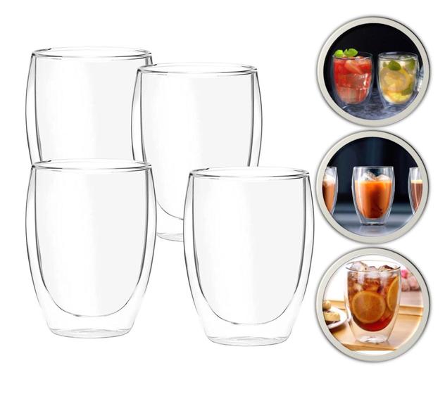 Kit 4 Copos De Vidro Duplo 380ml Cafés Chás E Sucos Menor preço em Kit 4 Copos De Vidro Duplo 380ml Cafés Chás E Sucos