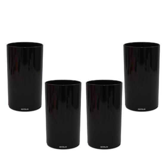 Imagem de Kit 4 Copos Long Drink 280Ml Preto Policarbonato Texturizado