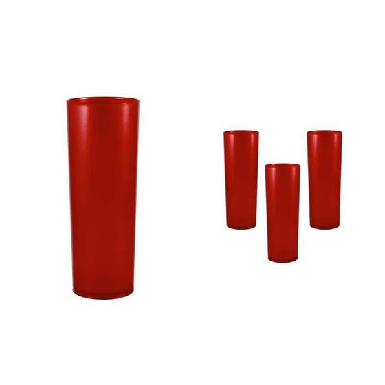 Imagem de Kit 4 Copos Long Drink Vermelho 330Ml Plástico Premium