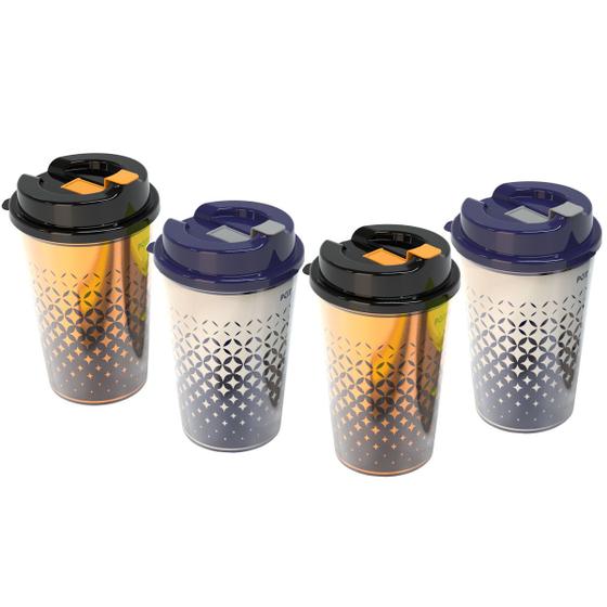 Imagem de Kit 4 Copos Metalizados 750ml Drink Carnaval Com Tampa