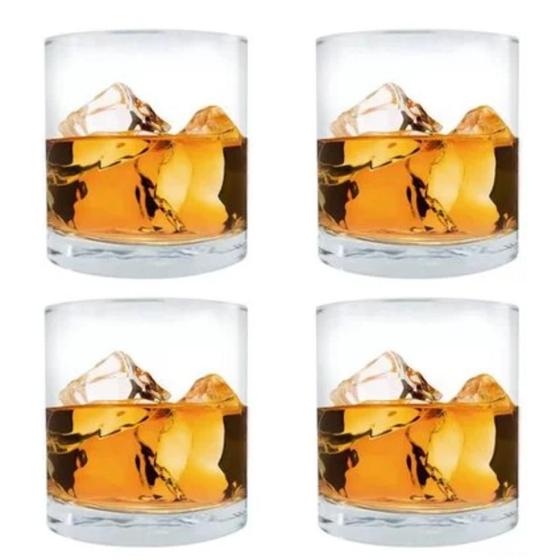 Imagem de Kit 4 Copos Para Whisky Drink Luxo Vidro Bar Nadir 265ml