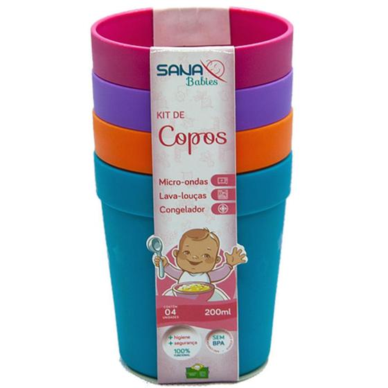 Imagem de Kit 4 Copos Refeição/Alimentação Infantil/Menina Sana Babies