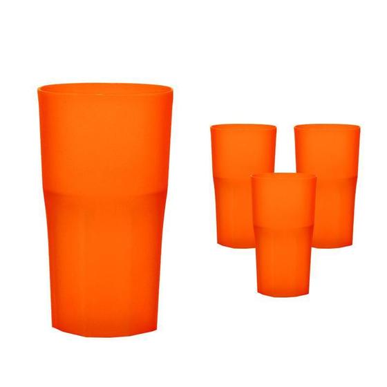 Imagem de Kit 4 Copos Roma Laranja Neon 360Ml Plástico Premium