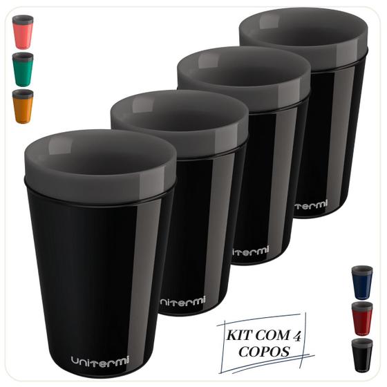 Imagem de Kit 4 Copos Térmico Munique 350ML Parede Dupla Multiuso Unitermi Cerveja Café Chá Suco Refrigerante