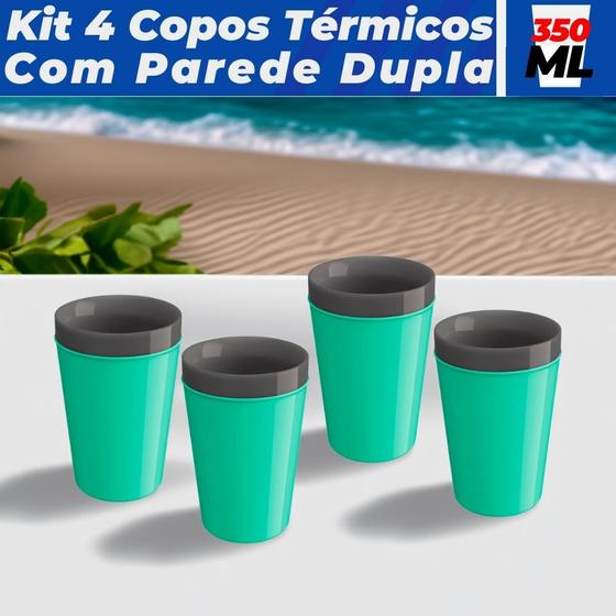 Imagem de Kit 4 Copos Térmico Munique 350ml Unitermi Cerveja Drink Café