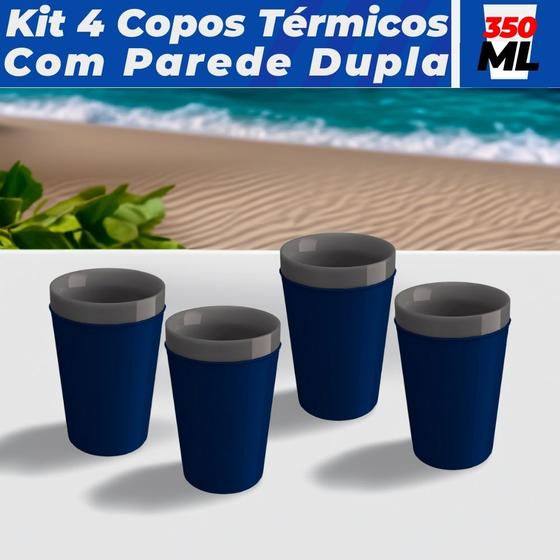 Imagem de Kit 4 Copos Térmico Munique 350ml Unitermi Cerveja Drink Café