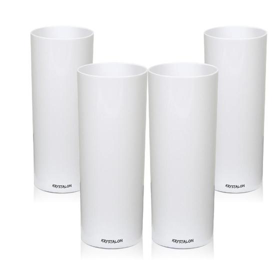 Imagem de Kit 4 Copos Tubo Branco 300 Ml Acrílico Ps