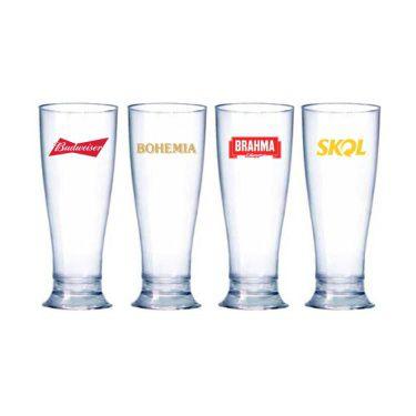 Kit 4 copos tulipa de chopp estampada acrilico transparente Menor preço em Kit 4 copos tulipa de chopp estampada acrilico transparente