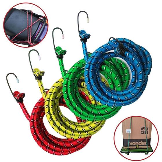 Imagem de Kit 4 Corda Elástica C/ Gancho Metal Extensor 2mts X  8mm - Fertak