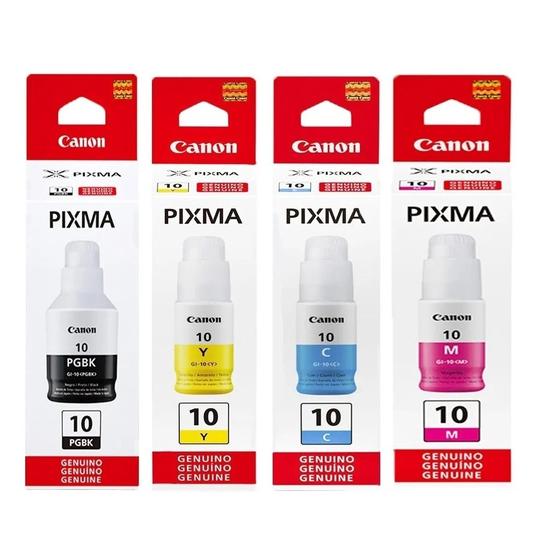 Kit 4 Cores De Tintas Original Canon Gi-10 Menor preço em Kit 4 Cores De Tintas Original Canon Gi-10