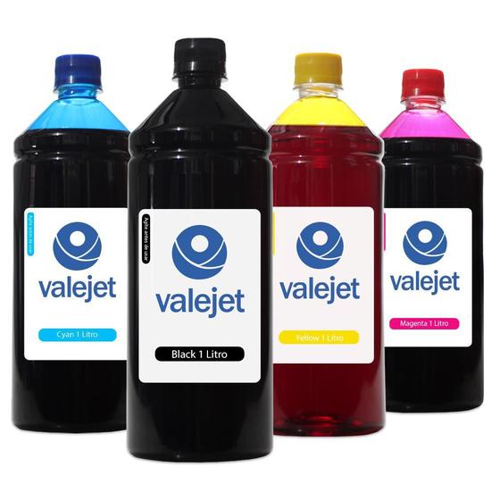 Imagem de Kit 4 Cores Tinta L3150 Valejet Corante 1 Litro CMYK