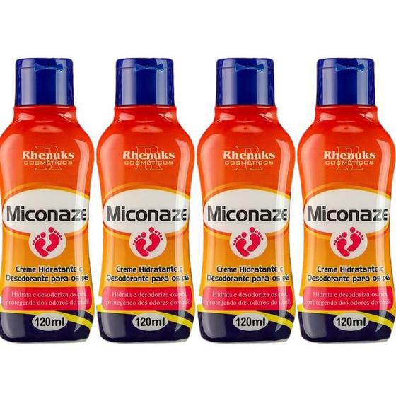 Imagem de Kit 4 Creme Hidratante Desodorante Contra Odores e Chulé Para os Pés Micose Miconaze Rhenuks