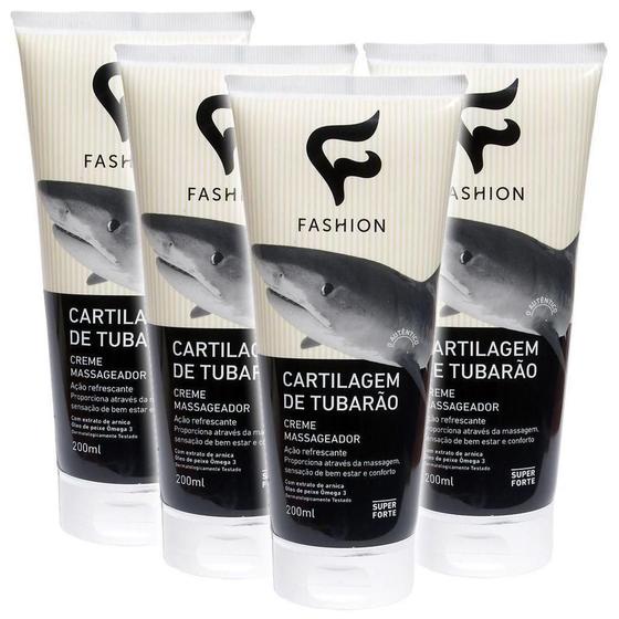 Imagem de Kit 4 Creme Massageador Cartilagem De Tubarão 200G Fashion