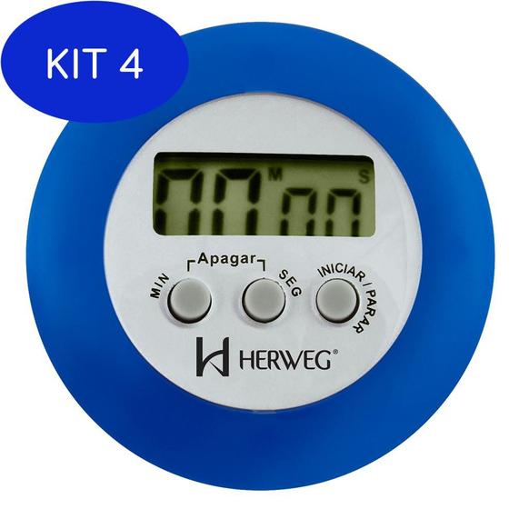 Imagem de Kit 4 Cronômetro Digital Progressivo Regressivo Azul Timer