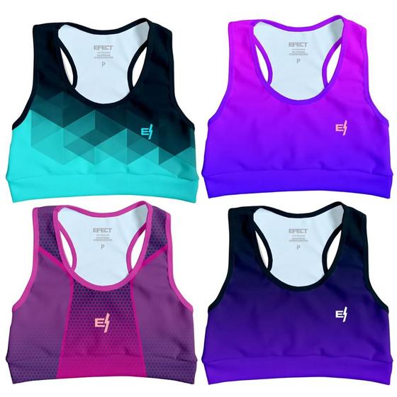 Imagem de Kit 4 Cropped Top Para Treino Feminino Musculacao Roupa De Academia Confortavel Ginastica Corrida Ca