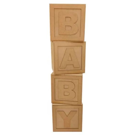 Imagem de Kit 4 Cubos Baby Mdf- Decoração De Festas, Multiuso