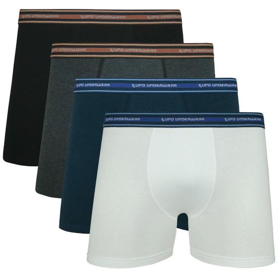 Imagem de Kit 4 Cueca Lupo Masculina Adulto Box Boxer Algodão Lupo Original Cores Sortidas E Sem Branco