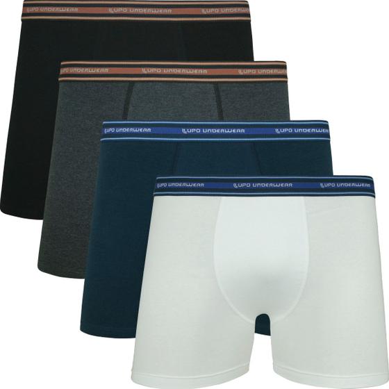 Imagem de Kit 4 Cueca Lupo Masculina Adulto Box Boxer Algodão Lupo Original Cores Sortidas E Sem Branco