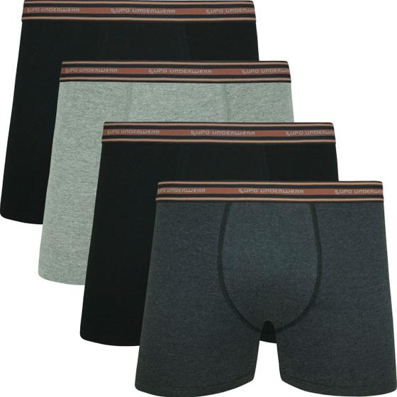 Imagem de Kit 4 Cueca Lupo Masculina Adulto Box Boxer Algodão Lupo Original Cores Sortidas E Sem Branco