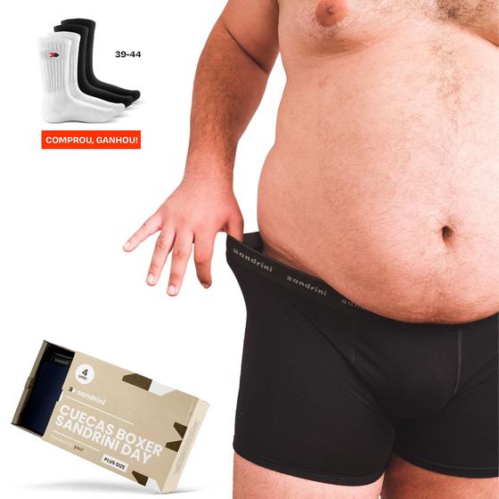 Kit 4 Cuecas Boxer Box Algodão Plus Size Grande + 6 Meias Menor preço em Kit 4 Cuecas Boxer Box Algodão Plus Size Grande + 6 Meias