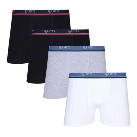 Imagem de Kit 4 Cuecas Boxer Masculina Lupo Algodão Premium Cós Elastico 