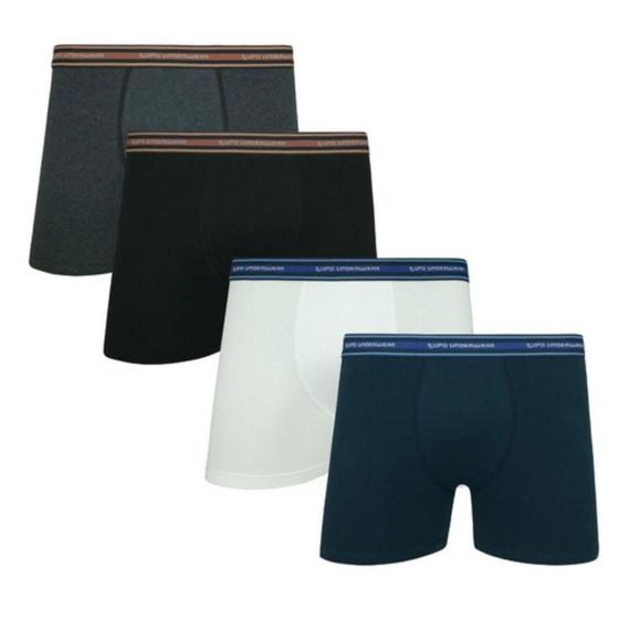 Imagem de Kit 4 Cuecas Boxer Masculina Lupo Algodão Premium Cós Elastico 