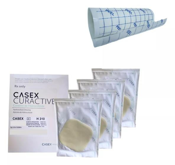 Imagem de Kit 4 Curativo Hidrocoloide + 1m Filme Adesivo Transparente Proteção Pele