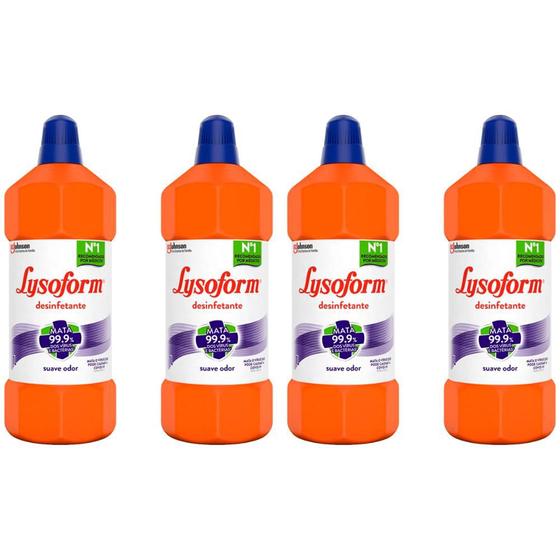 Imagem de Kit 4 Desinfetante Bruto Lysoform Uso Geral Suave Odor 1l